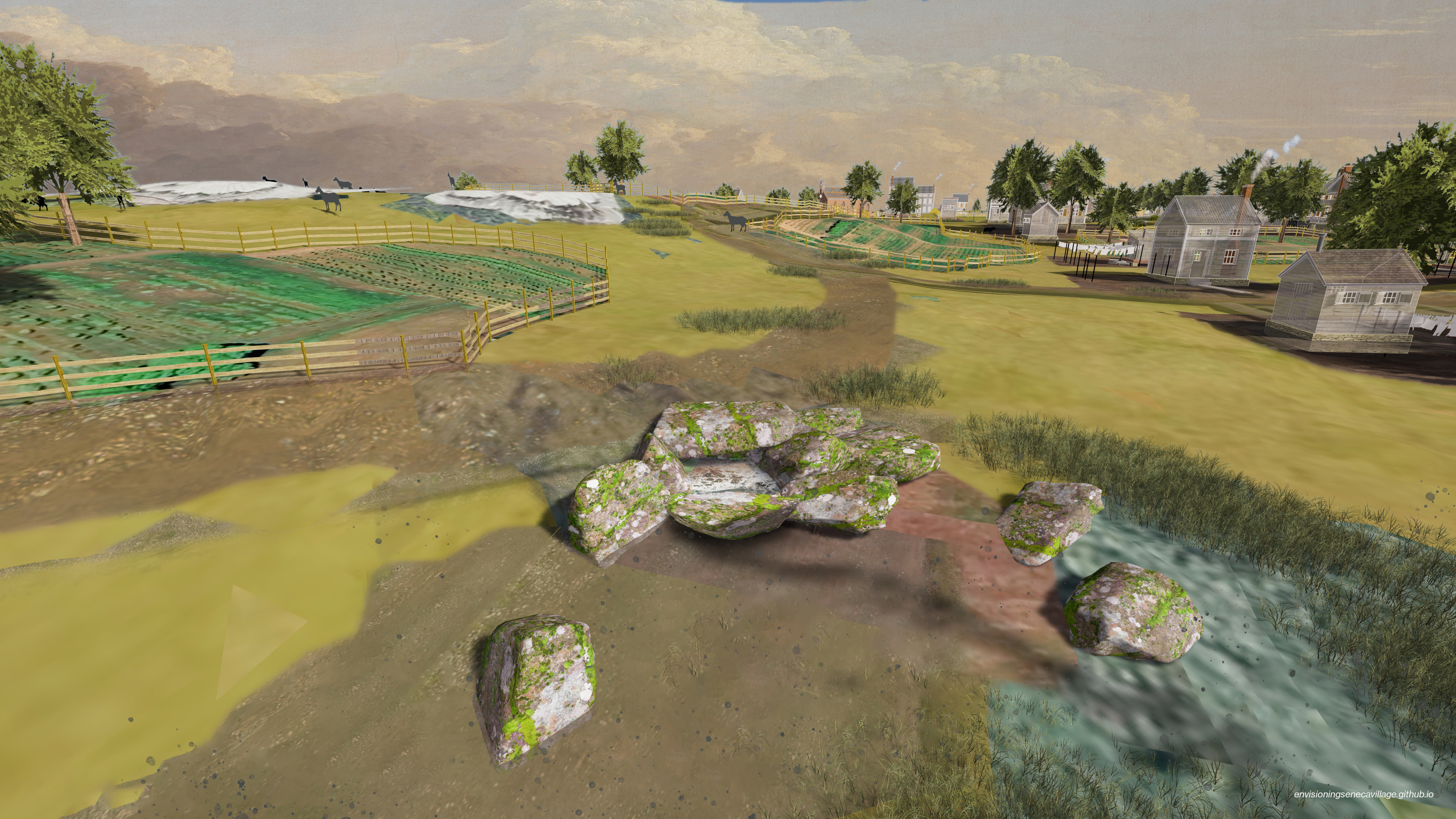 View of Tanner’s Spring in the 3D model of Seneca Village