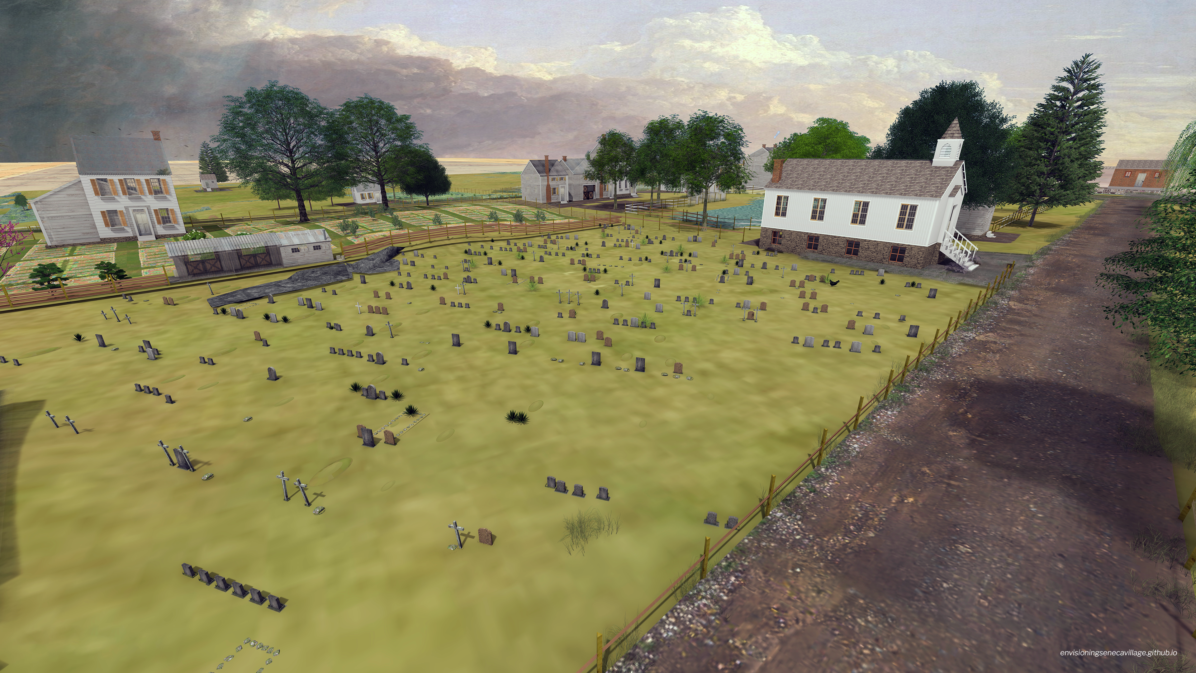 View of the AME Zion Cemetery from the 3D model of Seneca Village